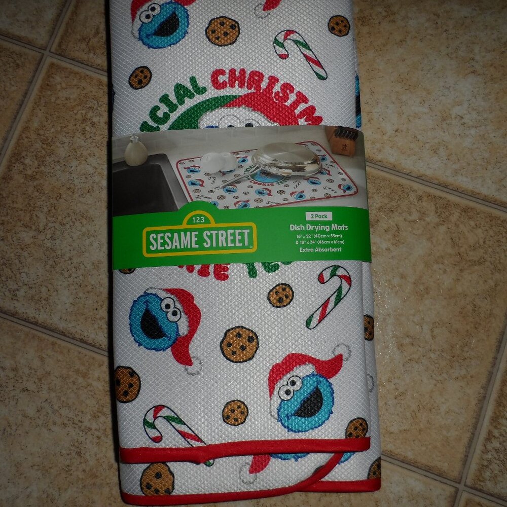 Cookie Monster Sesame Street Christmas Cookie Tester Drying Mats--NEW